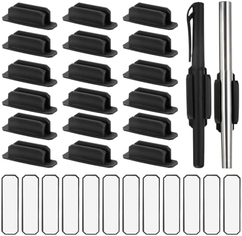 PATIKIL Adhesive Pen Holders, 48 Pack Silicone Flexible, Black by PATIKIL