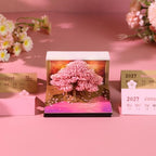 3D Calendar 2027,3D Memo Pad Time Piece Calendar 2027 Creative Desk Calendar Art Paper Sculpture Cherry Blossom Tree, 2027 Tear Off Calendar DIY Decorative Gift - Image 3