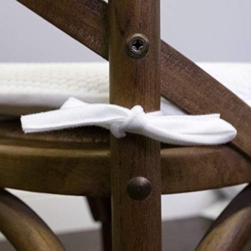 Sweet Home Collection Chair Cushion Memory Foam Pads with Ties Honeycomb Pattern Slip Non Skid Rubber Back Rounded Square 16" x 16" Seat Cover, 6 Pack, White 6 Pack - Image 4