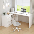 HSH White L Shaped Computer Corner Desk with 3 Storage Drawers 60 inch by HOMESWEETHOME