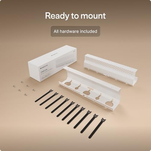 Desktronic Cable Duct Desk White Set of 2 - Stainless Steel Cable Management Desk Cable Duct with 5 Cable Cut-Outs - Easy to Install Cable Organiser - Cable Holder - Image 6