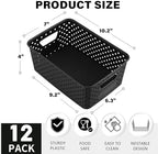 12 Pack Plastic Storage Baskets for Organizing, Storage Baskets for Shelves with Handles, Small Storage Bins with Labels, Classroom Storage Organization for Cabinet,Closet, Office,Black - Image 2