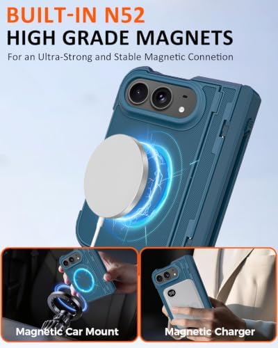 NINKI for iPhone Duo Case with Stylus Holder & Pen & Invisible Kickstand, Magnetic Screen Protector Hinge Shockproof Fold Phone Cover for iPhone Duo Case with Pen Holder and Hidden Stand 2026 – Blue - Image 4