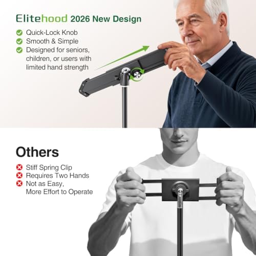 elitehood Aluminum 65” iPad Stand Tripod with Lockable Tablet Holder - Image 3