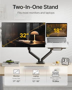 monTEK Dual Arm 2-in-1 Desk Mount, Laptop & Monitor, Fits 12–18" Laptops - Image 2