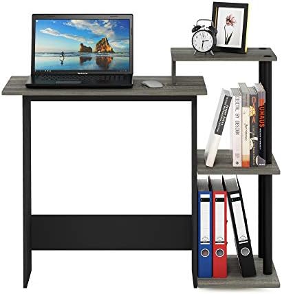 Furinno Efficient 29-Inch Grey Computer Desk with Side Shelves, Gaming Desk with 3 Open Shelves, Home Office Desk, for Home Office, Study Room, Dorm, Bedroom, Grey Oak/Black - Image 4