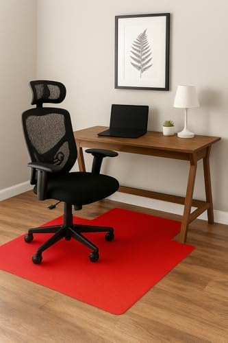Rhino Mats, Rhino Hide Chair Mat (Lip Option), Office Computer Chair Mat for Hardwood, Tile, Laminate, Concrete and Vinyl Floors, Anti-Slip (Red, 48”x48”-Square) by RancoIndustriesInc