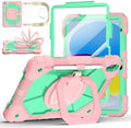 Case for iPad (A16) 11th/10th Generation 11/10.9 Inch 2025/2022, Ubearkk for iPad a16 case with Screen Protector, 360 Degree Rotating Stand Shoulder Strap Pencil Holder,Rose Mint by Ubearkk
