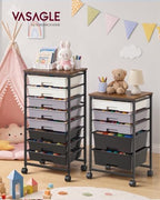 VASAGLE Rolling Cart with Drawers,5 Drawers Storage Cart, Black - Image 2