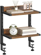 HOOBRO Clamp On Desk Shelf, 2-Tier Desktop Organizer, Space-Saving Desk Shelf with Adjustable Shelves, for Office, Study, Entertainment Accessories, Rustic Brown and Black BF32SJ01 - Image 3