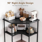 VECELO Small Corner Desk, Triangle Computer Desk with Storage Shelves for Small Spaces, 33 x 30 inches Corner Makeup Table for Home Office Bedroom, Black - Image 4