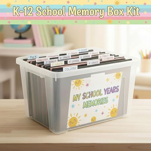 Motipuns 14 Pack K-12 School Memory Box Back to School, Black - Image 4