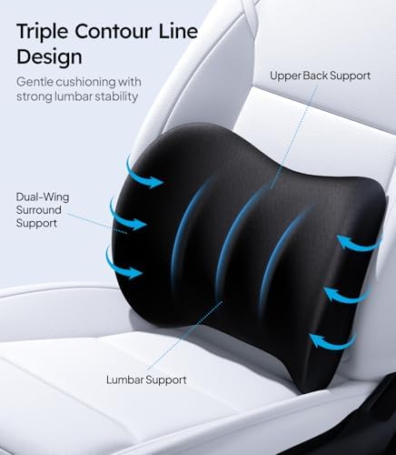 Wigoo Lumbar Support Pillow for Car-Office Chair, Black 1-Pack - Image 3