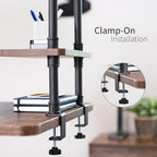 VIVO Vintage Brown Clamp-on 16" Industrial Pipe Desk Shelf, DESK-SHELF16-2N - Image 5