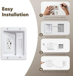in Wall Cable Management Kit with Brush Wall Plate TV Cable Hider Wall Kit-UL Listed, 9.8FT Cord, Recessed AC Outlets Box with USB+USBC Port for Wall-Mounted TV and Home Theater - Image 4
