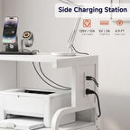 Tall Printer Stand with Charging Station, 4-Tier Large Printer Table Adjustable Shelf, Mobile Printer Cart on Wheels Heavy Duty for Home Office, Fits 3D Printer Shredder Scanner Fax, Pure White - Image 5