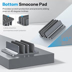 OMOTON 3-Slot Multiple Vertical Laptop Stand, Fits All MacBook, Grey - Image 4
