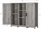 Iwell Storage Cabinet with 2 Doors and 4 Adjustable Shelves, Buffet Cabinet with Storage, Floor Cabinet for Living Room, Entryway, Kitchen, Rustic Gray - Image 3