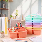 Lineshading 6 Pack 3 Compartment Classroom Table Caddy with Handle Pastel - Image 6