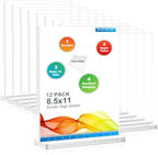 BlueValley Acrylic Sign Holder 8.5x11 Vertical - 12 Pack Double Sided Clear Plastic Table top Paper Display Stand for Menu, Flyer, Document, Poster - Standing Sign Holder for Office, Retail, Catering, Show Fair by BlueValley