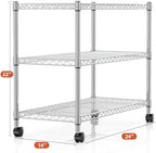HealSmart 3-Tier Heavy Duty Storage Shelving Unit,Chrome,24.02" D x 13.78" W x 21.97" H inch, 1 Pack - Image 3