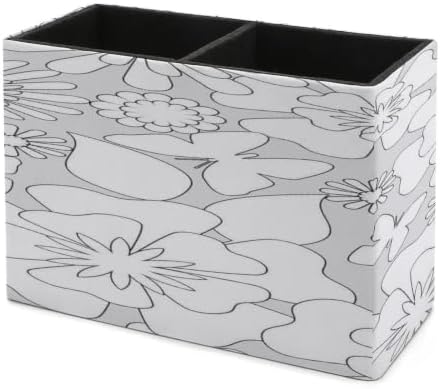 PU Leather Multi-Compartment Pen Holder Desktop Organizer Pencil Cup Storage Caddy for Office Home Supplies with Decorative Ornamental Floral Elements - Image 7