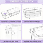 16 Pcs Extendable Clear Drawer Organizer|2-Size Expandable Drawer Dividers - Image 7