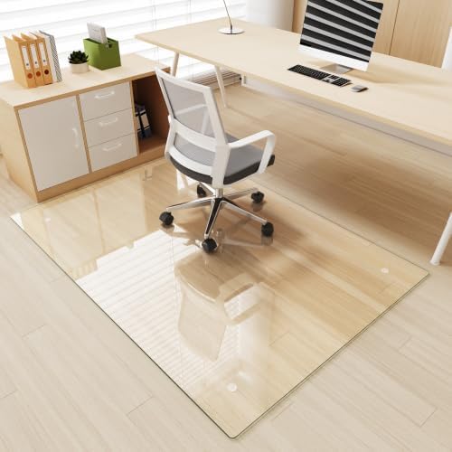 [Tempered Glass] 42" x 60" Glass Office Chair Mat for Carpet by KOONMI