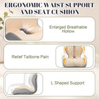 Chumia Ergonomic Seat Cushion Back Support for Office Chair Car, Beige Gray - Image 5