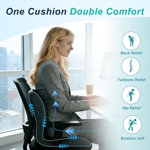 Seat Cushion for Office Chair, Ergonomic Cushion with Lumbar Support Pillow - Image 4