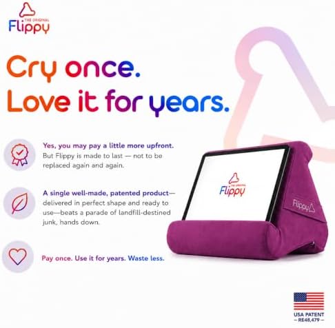 Flippy Original Tablet Pillow Stand & iPad Holder, Gift for Book Lovers & Readers, Multi-Angle Stand with Storage for Lap, Desk & Bed, Compatible with Kindle, Fire, iPad & Samsung, Orchid You Not - Image 3