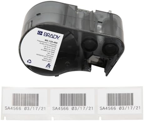 Brady FreezerBondz™ Polyester Pre-Sized Labels for Label Printer BMP51/BMP53/M511-180 Self Adhesive Printer Labels - Black on White (44,45 mm (W) x 25,40 mm (H)) - M5-125-490 by BradyCorp