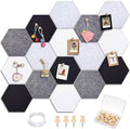 12x10 in 16 Pcs Hexagon Cork Board Tiles, Felt Pin Boards, Grey by Mindsoft
