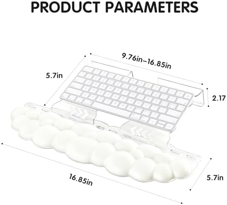 White Acrylic Keyboard Stand with Wrist Rest，Detachable/Adjustable Width - Image 7