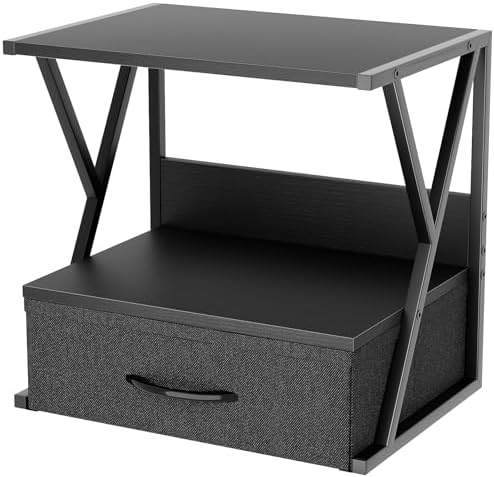 aboxoo Printer Stand for Desk with Storage Drawer, 2 Tier Desktop Or Under Desk Shelf, Multi-Purpose Desks Organizer for Home Office, fit Fax Machine/3D Printer/Scanner, Black by aboxoo