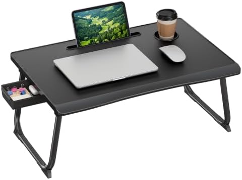 SONGMICS Foldable Lap Desk, Portable Bed Desk Table Tray w/Cup Holder Tray by SONGMICS