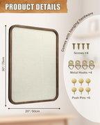 Linen Bulletin Board, Pin Board for Walls, Fabric Bulletin Board, Large Pin Board for Home Kitchen Office Decorative, 20"x30" Linen Brown Wood Frame Cork Board(BN-5075) - Image 2