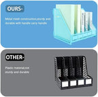 Desk Organizers Metal Magazine File Holder Racks Desktop Folder Storage Binder Organiser Document Organization for Home Office & Classroom,5 Vertical Compartments-Blue - Image 4
