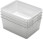 Eslite Plastic Storage Baskets for Organizing,11"X8.5"X4.7",Pack of 4 (White) - Image 4