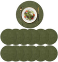 Artoid Mode Olive Green Faux Leather Placemats Set of 12, 15 Inch Waterproof Wipeable Heat Resistant Vinyl Place Mats, Reversible Table Mats for Kitchen Dining Decor by ArtoidMode