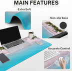 Britimes Keyboard Mouse Pad Set, 4 in 1 Desk Mat Set, Ocean Beach Blue - Image 5