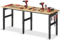 84” Heavy Duty Workbench, 5000 LBS Capacity Adjustable Work Bench with Pegboard and Power Outlet, Rubber Wood Work Table for Garage, Office, Workshop, Home by Unknown