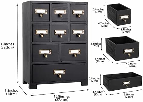 Apothecary Drawers Apothecary Cabinet with Drawers, Black - Image 3