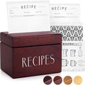 Wooden Recipe Box with 50 Recipe Cards & Dividers, 4x6 Card Holder, Walnut by ApaceLiving