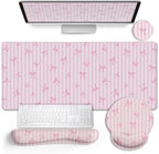 LIMKRIAN Pink Striped Mouse Pad Desk Mat Set, Cute Back to School Supplies by LIMKRIAN