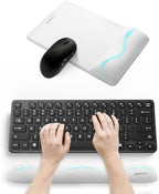 univo colors Mini Size Mouse Pad with Wrist Rest & M-Size Keyboard Wrist Rest Set,Premium PU Material,Low-Rebound Cushion,Ergonomic Design,Smooth Mouse Control with Hard Plate,Reduces Fatigue,White by UnivoColors