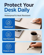 Aothia Dual-Sided Desk Pad - Leather Desk Mat, Natural Cork Desk Pad Protector, Large Mouse Pad for Desk, Waterproof Desk Blotter Pad, Desk Writing Pad for Office Work/Home, Off-White (25.6"x13.7") - Image 5