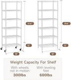 Golpart Small Shelves Storage Wire Metal Adjustable Shelf Unit with Wheels - Image 3