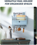 Rebee Vision Mail Organizer Wall Mount for Home Decor, Distressed Blue - Image 4