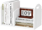 100% Solid Wood Adjustable Desktop Bookshelf, Retro Tabletop Book Shelf File Holder, Vertical Bookshelf Divider Desk Shelf for Home School Office Organization, Perfect for Books Magazine (White) by Soultopxin